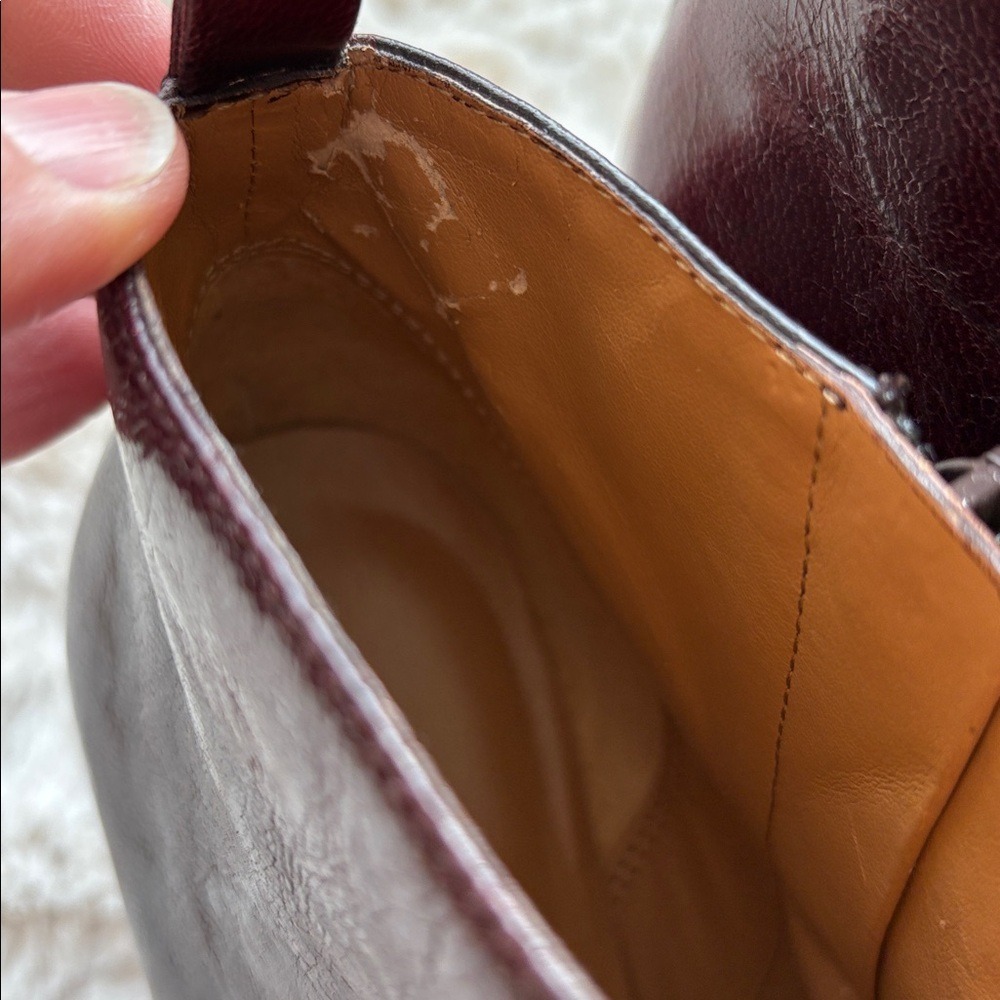 Boots leather Nine West burgundy brown ankle booties distressed SZ 8 - Picture 8 of 9